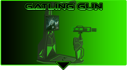 Gatling Gun adventure themed motion simulated virtual reality - Virtual Rcades in Kelowna, BC